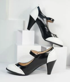 In Touch Footwear Shoes Black & White Mary Jane Heels