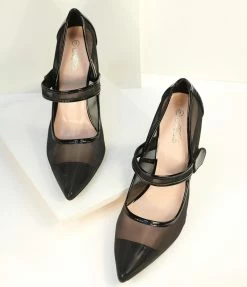 CHICPIER Black Mesh Stiletto Heels