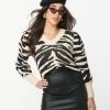 LUMIERE Cream & Black Zebra Stripe Sweater