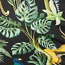 Unique Vintage 1950s Black & Jungle Print Tarrytown Hostess Dress