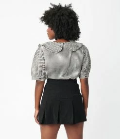 VERY J Black Corduroy Pleated Tennis Skirt Sale