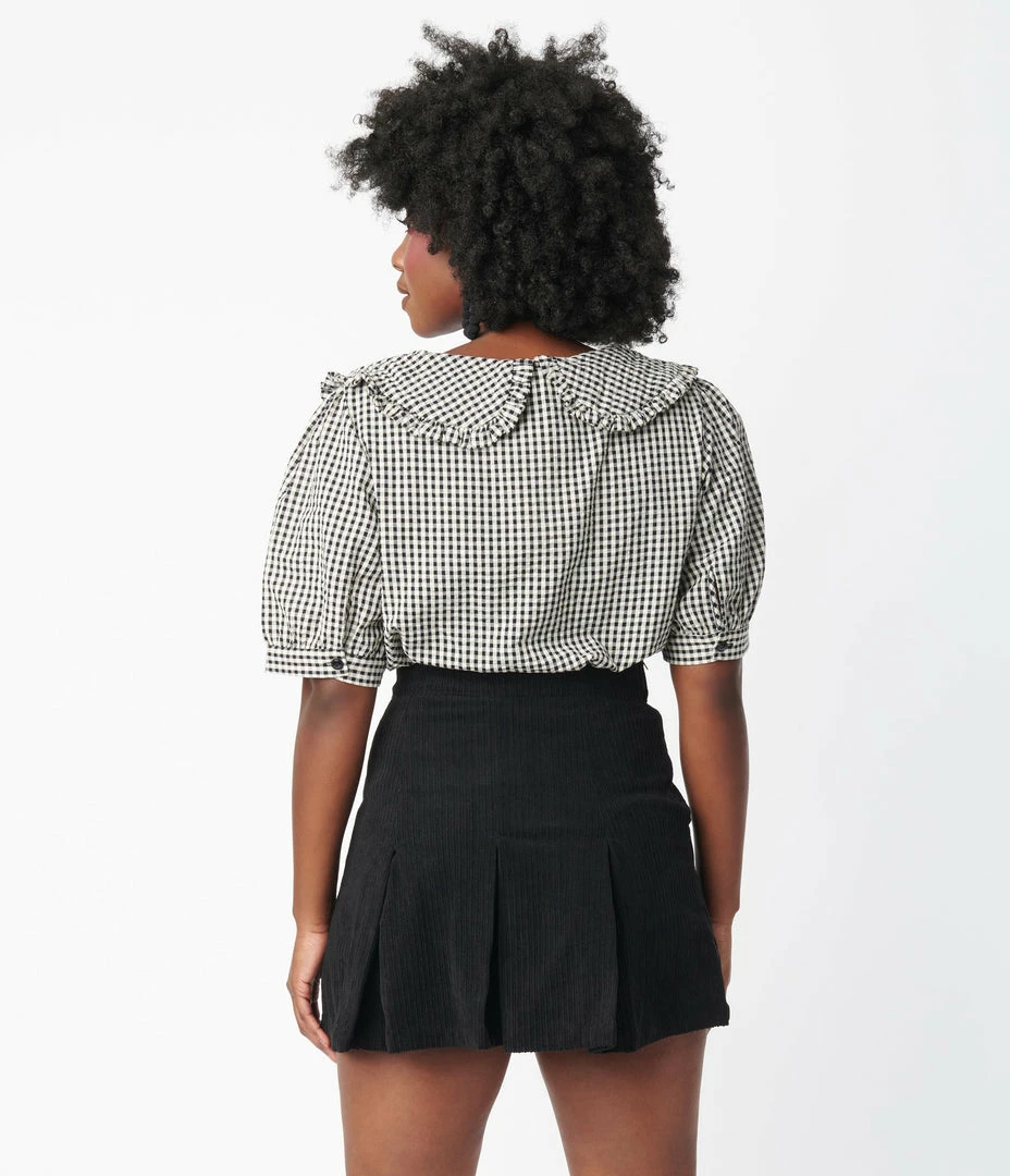 VERY J Black Corduroy Pleated Tennis Skirt Sale
