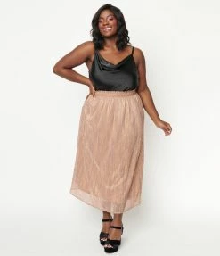 VERY J Plus Size Rose Gold Midi Skirt
