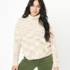 LUMIERE Sale Cream & Pink Tweed Turtleneck Sweater