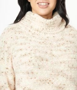 LUMIERE Sale Cream & Pink Tweed Turtleneck Sweater