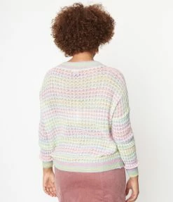 LUMIERE Pastel Rainbow Loose Knit Sweater