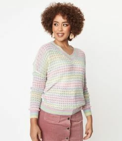 LUMIERE Pastel Rainbow Loose Knit Sweater