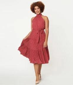 INA Red & White Polka Dot Midi Dress Sale