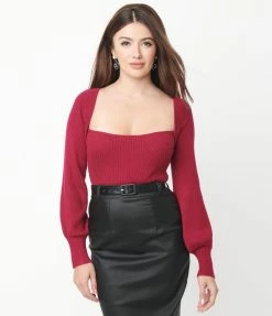 LUSH Berry Pink Back Tie Sweater Top