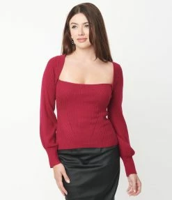 LUSH Berry Pink Back Tie Sweater Top