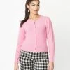 LUSH Sale Bubblegum Pink & Pearl Accent Cardigan