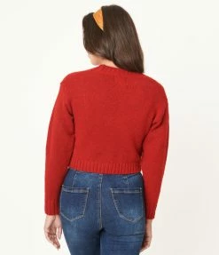 LUSH Sale Red Crop Top & Cardigan Set