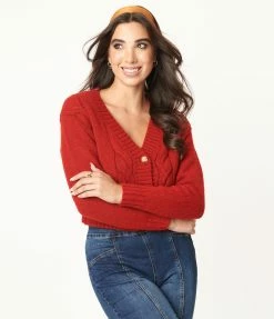 LUSH Sale Red Crop Top & Cardigan Set