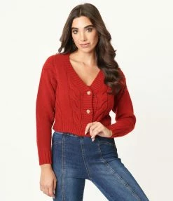 LUSH Sale Red Crop Top & Cardigan Set