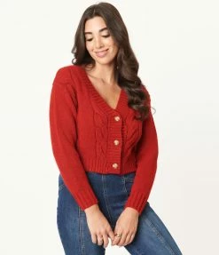 LUSH Sale Red Crop Top & Cardigan Set