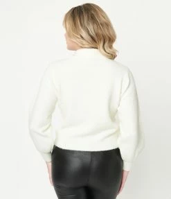 LUSH Ivory Rhinestone Starburst Sweater Sale