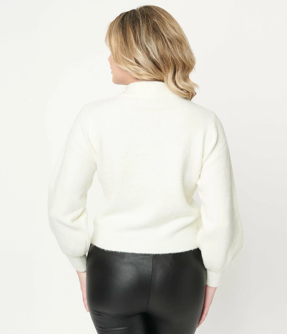 LUSH Ivory Rhinestone Starburst Sweater Sale