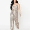 LUSH Plus Size Silver Wide Leg Pants Sale