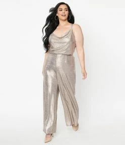 LUSH Plus Size Silver Wide Leg Pants Sale