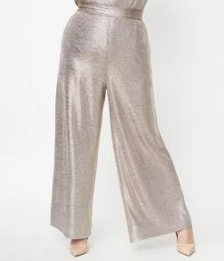 LUSH Plus Size Silver Wide Leg Pants Sale