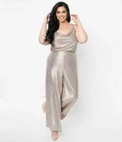 LUSH Plus Size Silver Wide Leg Pants Sale