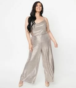 LUSH Plus Size Silver Wide Leg Pants Sale