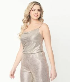 LUSH Silver Cowl Neck Top Sale