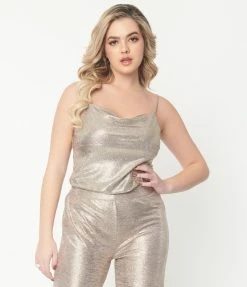 LUSH Silver Cowl Neck Top Sale