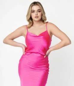 LUSH Hot Pink Cowl Neck Top Sale