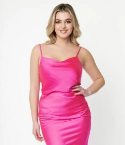 LUSH Hot Pink Cowl Neck Top Sale