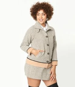 LUSH Taupe & Camel Herringbone Jacket