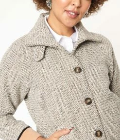 LUSH Taupe & Camel Herringbone Jacket