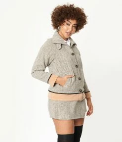 LUSH Taupe & Camel Herringbone Jacket