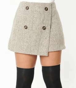 LUSH Taupe & Camel Herringbone Skort Sale