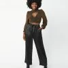LUSH Sale Black Satin Wide Leg Pants