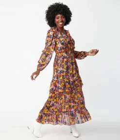 LUSH Sale Multicolor Floral Midi Dress