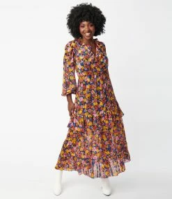 LUSH Sale Multicolor Floral Midi Dress