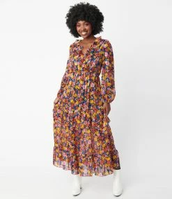 LUSH Sale Multicolor Floral Midi Dress
