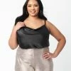 LUSH Sale Plus Size Black Cowl Neck Top