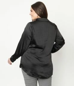 LUSH Sale Plus Size Black Faux Wrap Peplum Blouse