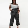 LUSH Sale Plus Size Black Satin Wide Leg Pants