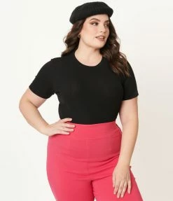Clothing Unique Vintage Plus Size Black Back To Basics Top