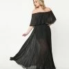 The Clothing Company Sale Black Sparkle Pleated Maxi Dress