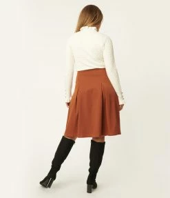 Tulip.B Sale Rust Brown Midi Skirt