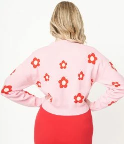 Bailey Rose Sale Pink & Red Daisy Cardigan