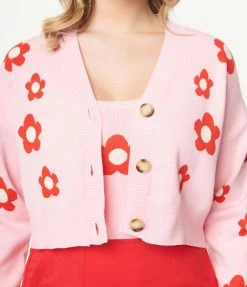 Bailey Rose Sale Pink & Red Daisy Cardigan