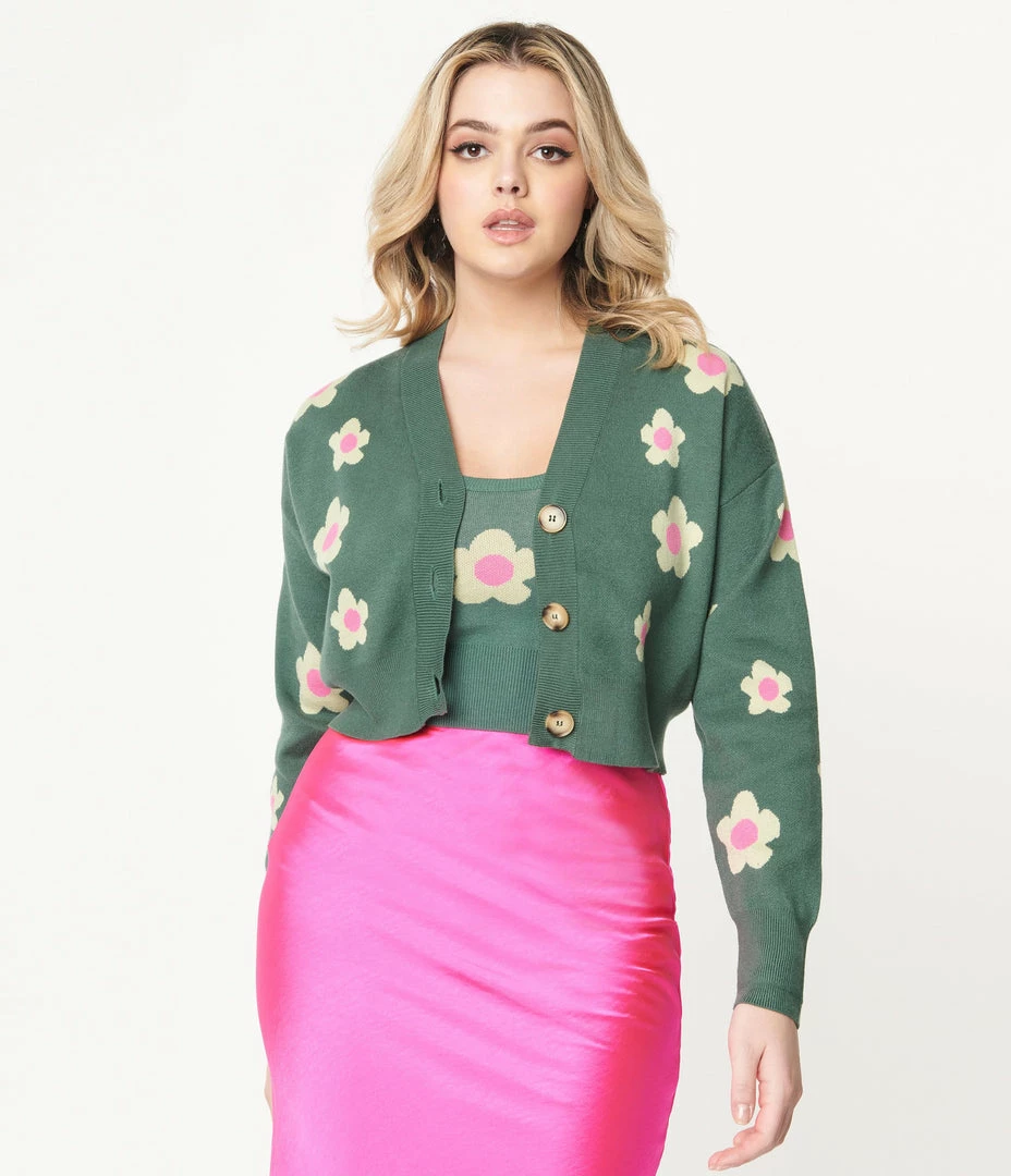 Bailey Rose Teal Green & Mint Daisy Cardigan Sale