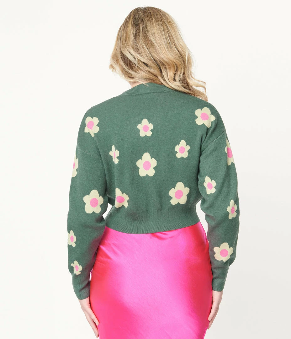 Bailey Rose Teal Green & Mint Daisy Cardigan Sale