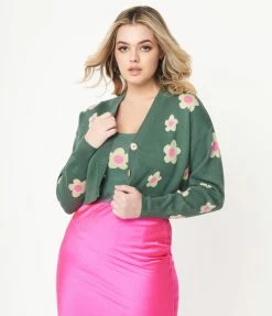 Bailey Rose Teal Green & Mint Daisy Cardigan Sale