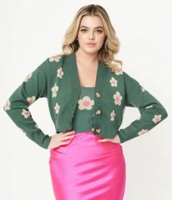 Bailey Rose Teal Green & Mint Daisy Cardigan Sale